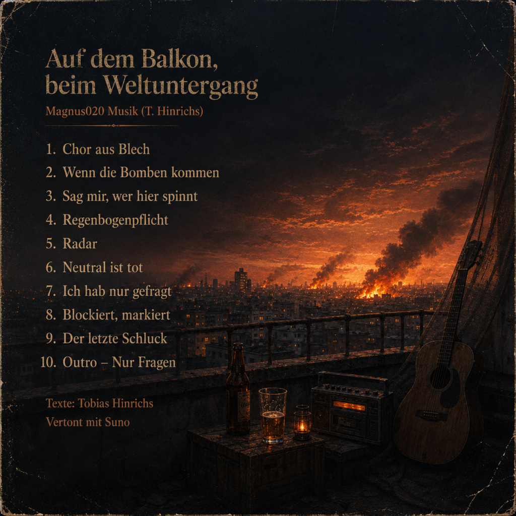 Rückseite des Covers von Auf dem Balkon, beim Weltuntergang